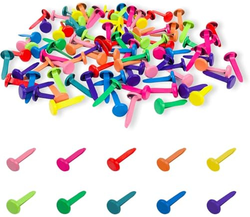 Uskerb 100 PCS Paper Fasteners Split Pins Multicolor for Craft, Scrapbooking, Office Supplies - Versatile, Colorful, Durable