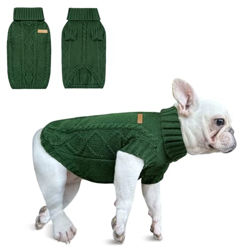 Winter Warmer Katze Hundepullover, Strickpullover für Haustiere, Haustier Katze Hund Pullover, Grün Kleidung für kleine Grün,S