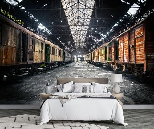 MIWEI Wallpaper Papier Peint Panoramique Ruines Industrielles Rétro Papier Peint Nature Intissé Murale Chambre Salon -D031-350cmX256cm