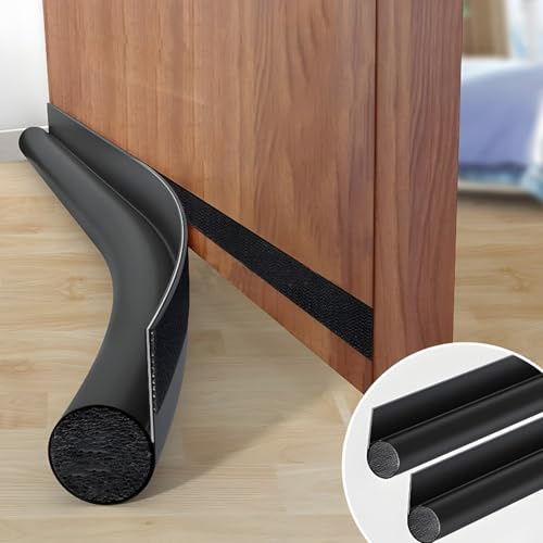 Cotensta 2 Piezas 96cm Negro Puerta Flexible Tira De Sellado Inferior, Burlete para Puerta, Aislamiento Anticorriente, Protección Polvo, Insectos Y Aislamiento Acústico, (black)