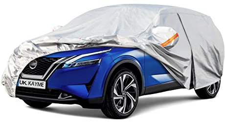 Kayme 6 lager SUV bilöverdrag vattentätt andningsbart, utomhus heltäckande regn soldamm alla väderskydd, passar Qashqai, sport, tiguan, T-ROC, barnland, Tucson, E-pace etc. (Upp till 460 cm) YM