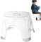 Sgabello in plastica per doccia, panca doccia impermeabile trasparente, sgabello non slip carico forte, poggiapiedi portatile con foro centrale per bagno, ingresso della porta