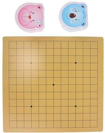 NOLITOY Set di Scacchi Portatile per Bambini con Scacchiera Doppia 9x9 e 13x13, Pietre di Plastica a Tema Orso, Gioco Educativo di Strategia per Casa e Viaggio