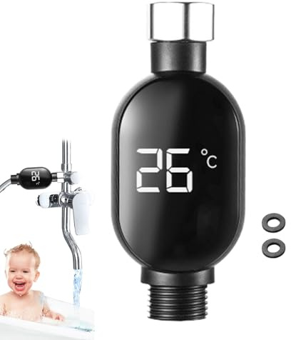 Termometro per l'acqua doccia - Termometro per l'acqua del bagno per bambini | Lettura istantanea della temperatura della doccia con display digitale a LED | Fissature da bagno impermeabili | Monitora
