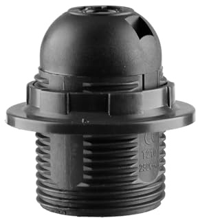 Tabanzhe E27 Lamp Holder Black 1PC E27 Light Bulb Holder Edison Screw Bulb Socket Fitting with Shade Lampshade Ring for Table Ceiling Pendant Light Fittings Parts