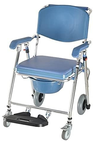 OWOHYG Silla De Baño con Inodoro Y Ruedas, Ligera Y Plegable, De Aluminio, con Ruedas, Ideal para Ducha Y Transporte, Ideal para Baño.