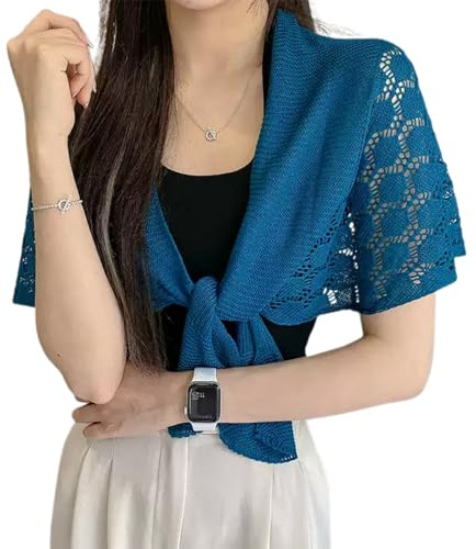 NiceYnn Châle Tricot Nouée Echarpe Epaule Poncho au Crochet | Cape Creux Mariage Soirée Cérémonie Anniversaire Elégant Décontracté