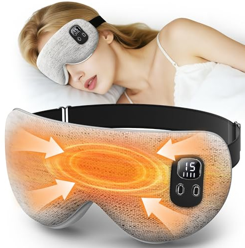 Heated Eye Mask, BOYUNSHI Cordless Eye Mask for Dry Eyes, Warm Eye Compress Eye Relief Improved Sleep with 4 Heat & 4 Timer, Washable Eye Heating Pad for Travel, 1200mAh Rechargeable Battery