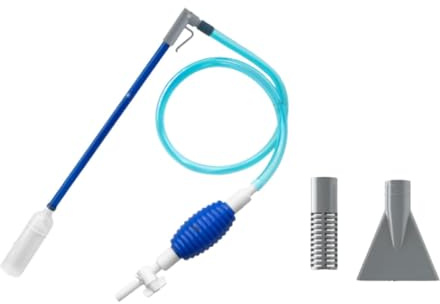 predolo Aspirapolvere a sifone per acquari, pulitore per acquari con 3 testine di aspirazione intercambiabili, pompa manuale