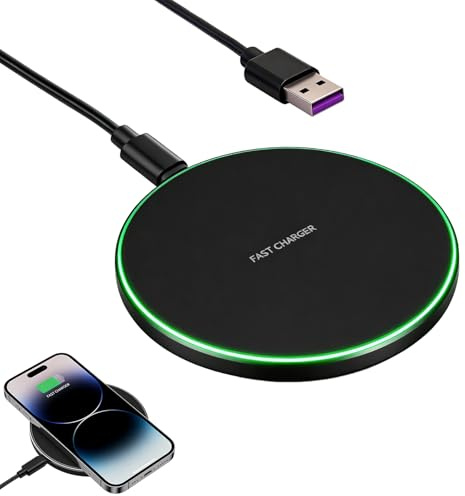 35 W Caricatore wireless rapido a induzione compatibile con iPhone 16/15/14/13/12/11 Pro MAX, Google Pixel 9/8 Pro, Samsung Galaxy S25 Ultra/S24 Plus/S23 FE Ricarica wireless Qi Wireless Ricarica