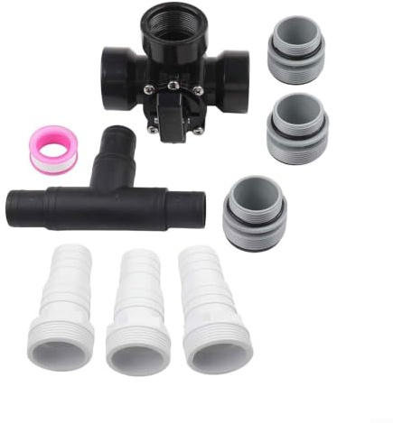 Set di adattatori per tubo per piscina con valvola deviatrice a 3 vie da 1 5 pollici per pompe e filtri, include adattatore per tubo flessibile 4560 e guarnizioni in gomma (nero)