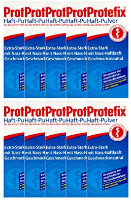 10x PROTEFIX Haftpulver 50g PZN 01381004 Extra Stark mit Nass-Haftkraft