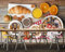 Benutzerdefinierte 3D Fototapeten Tapete Kaffee Brot Früchte Essen Tapete Wohnzimmer Küche Restaurant Wandbilder 150cm * 105cm