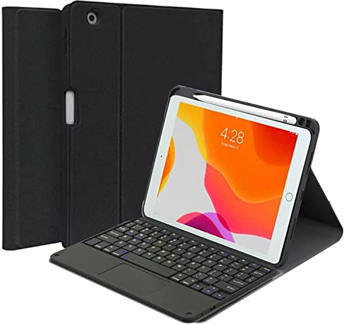 QYiiD Tastatur Hülle für iPad Pro 12.9 2022/2021/2020/2018(6, 5, 4. und 3 Generation), Hülle mit Tastatur, Deutscher QWERTZ Tastatur mit Touchpad Magnetisch Abnehmbarer Keyboard, Schwarz