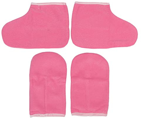 200pcs Paraffin Wax Bath Terry Cloth Gloves Booties Disposable Hand and Foot Liner Insulated Wax Bath Hand Treatment Mitts Foot Spa Cover Pedicure Bags for Women Pink