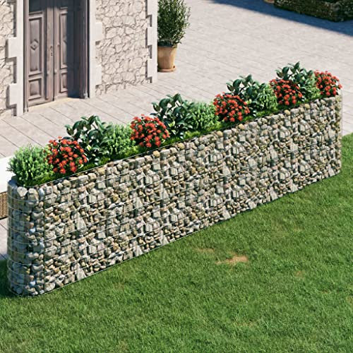 VACARX Gabione Hochbeet Eisen verzinkt 470x50x100 cm, Artikelfarbe - Silber