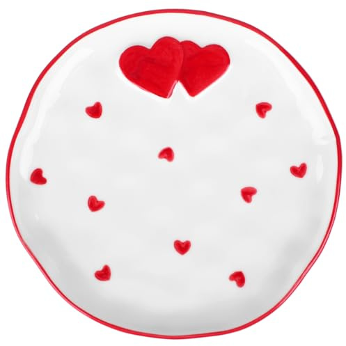 Amosfun Piatto Cuore in Ceramica 7 Pollici Piatto Da Dessert E Snack Per Casa E Ristorante Design Elegante E Multifunzionale