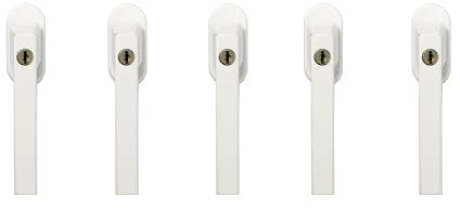 ABUS Lot de 5 poignées de fenêtre verrouillables FG110 - Avec cylindre à pression, fermeture identique - Niveau de sécurité 2-94586 - Blanc