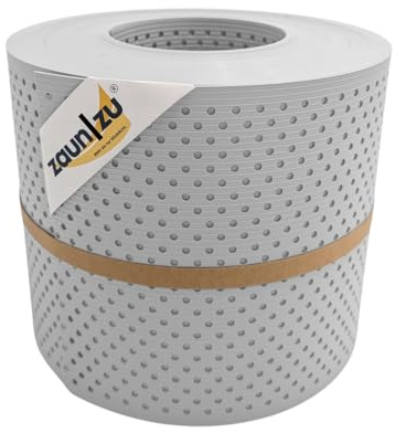 zaun|zu® Rille Sichtschutzstreifen GELOCHT | 15% Lochmuster | PP für Doppelstabmatten Sichtschutz Rolle | Polypropylen | Zaunblende | Made in Germany Lichtgrau 26m