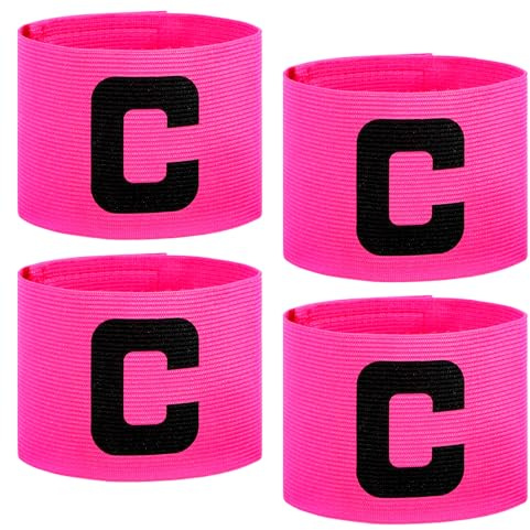 4PCS Pink Nylon Elastic Protective Arm Badge, Captain Arm Bands for Soccer Adjustable Leader Captain Armband Outdoor Player for Basketball Football Team