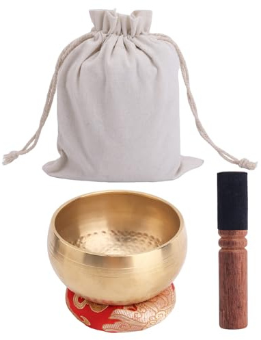 Gosknor Ensemble de Bols Chantants Tibétains, 11 cm Bol Sonore Méditation de Guérison avec Maillet en Bois et Coussin et Sac Zen pour le Yoga la Pleine Conscience l'Autorégulation des Chakras