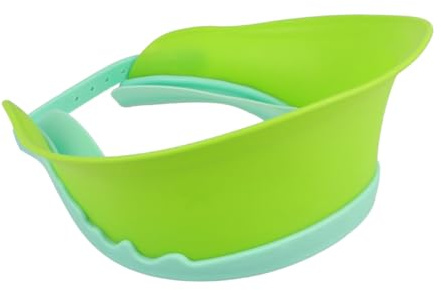 Hoement Adjustable Silicone Baby Shower Cap Waterproof Bathing Visor Ear Protector for Boys and Girls and Babies Green Lightweight Bath Hat Shield for Haircut and Bathing