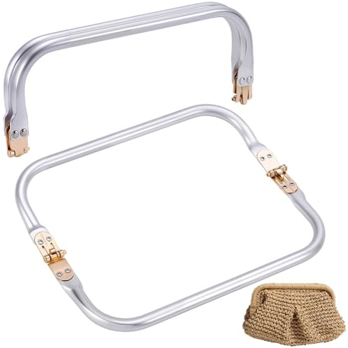 Beebeecraft 2 Pezzi 22cm Chiusura per Borsa Uncinetto Chiusura a Molla per Borse in Alluminio Manico Borsa Cornice per Borsa Frizione Artigianato Telaio Quadrata Borsa Assemblata Telaio Frizione