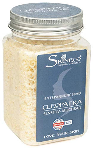 Skineco Cleopatra Sensitiv, additivo per il bagno sostenibile con latte di capra, essenza per pelle secca e sensibile, bagno rilassante, bagno di cura, cosmetico naturale fatto a mano