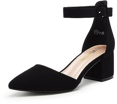 DREAM PAIRS Womens Court Shoes Elastic Ankle Straps ANNEE,Size 8,Black/Nubuck,ANNEE