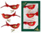 Krebs Glas Lauscha - Weihnachtsdekoration/Christbaumschmuck aus Glas - Vögel auf Clip - Farbe: rot transparent - 3 Stück - Größe: ca. 11 cm
