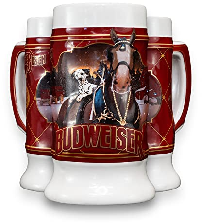 2022 Budweiser Limited Edition Collectors SERIES #43 Clydesdale Holiday Stein - Ceramic Beer Mug - Christmas Gift for Men, Father, Husband - Collectable Room Decor for Den, Man Cave, Home Bar