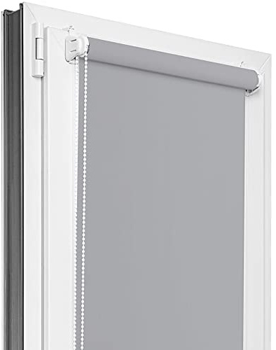 Estika Verdunklungsrollo ohne Bohren - Stoffbreite 50 cm x 220 cm - Grau - 6 Stofffarben, Rollos für Fenster ohne Bohren, Klemmfix-Rollos für Fenster innen