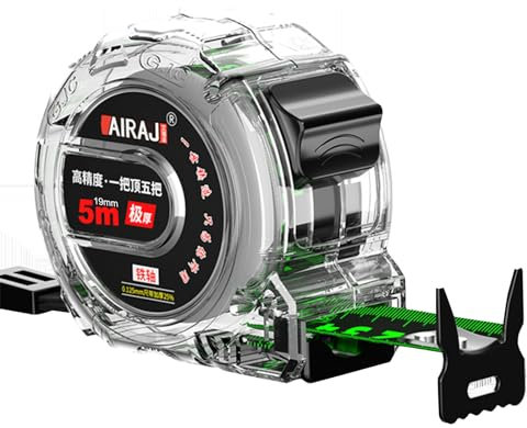 DoeDoefong Cinta Métrica De Acero Inoxidable, Fluorescente 5 Metros 25 MM Medir Para Compacta Y Ergonómica con Gancho Cinturón Flexómetro Autobloqueante Profesional Doble Cara 2 Remaches Medición