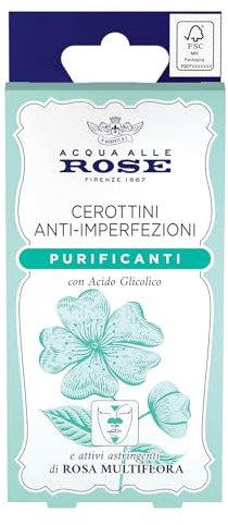 Acqua alle Rose, Cerottini Anti-Imperfezioni Purificanti con Attivi Astringenti di Rosa Multiflora e Acido Glicolico, Anti Punti Neri, Opacizzano e Purificano, Zona T - 4pz Naso, 4pz Fronte e Mento
