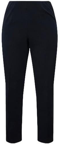 Ulla Popken Pantalon 7/8 pour Femme, Jambe étroite, Taille élastique, Noir, 48