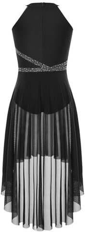 ranrann Abito da Pattinaggio Artistico per Donna Vestito Danza Liturgica Abito da Danza Lirica Vestito da Balletto Senza Manica Gare di Ballo Dancewear Nero S