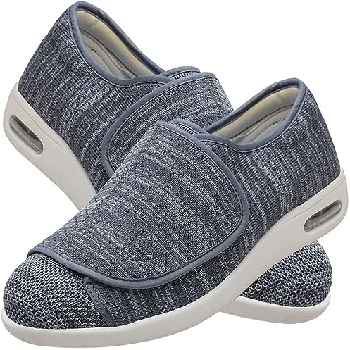 Zapatos pies anchos Zapatillas Cómodas Ancho Especial Zapatos Especiales para Juanetes Mujer Calzado Ancho Especial Hombre zapatillas señora mayor ancho especial pie diabetico(DarkGrey,42 EU)