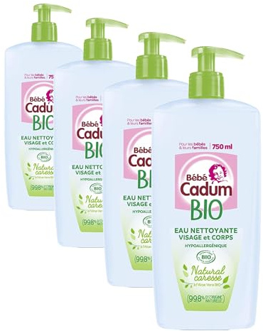 Natural Caresse Eau Nettoyante Hypoallergénique certifiée BIO pour Bébé - 750 ml (Lot de 4)