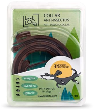 LOTI LOTA Collar para Perros Antiparasitario - Pack de 2 Unidades - Contiene Margosa - Lavandino - Geranieol - 57 cm Ajustable - Proteccion Todo Tipo de Insectos