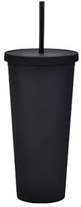 Travel Mug with Straw and Lid, 700ML/24OZ Iced Coffee Mugs, Reusable Large Capacity Double Layer Water Bottle Iced Coffee Cup for Travel Or Hot Drinking