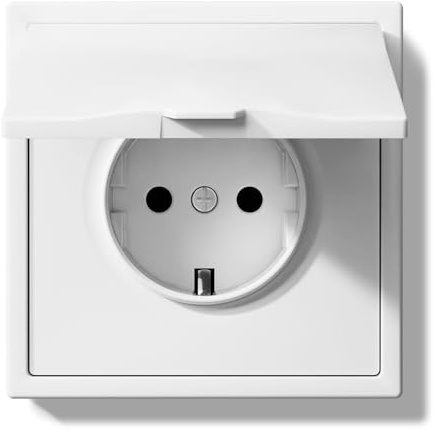 BSEED Steckdose Unterputz mit Wasserdicht Abdeckung, 250V 16A Aussensteckdose mit PC Rahmen, Wandsteckdose mit Krallen Für Feuchträume Badezimmer, 1 Fach Weiß