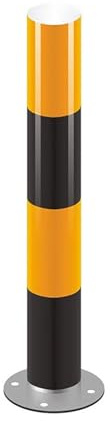 Barrière de Parking en Acier Galvanisé, Poteau de Sécurité avec Bandes Réfléchissantes, Plot de Stationnement Anti-Collision pour Garage, Route(Yellow,23.6in/60cm)