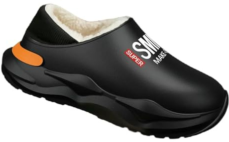 Gyios Memory Foam Slippers Men Shoes Winter Warm Lining Indoor Cotton Concise Platform Outdoor Kitchen House Waterproof Slippers-997-black-44-45
