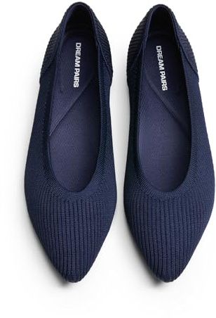 DREAM PAIRS Zapatos Planos de Ballet de Punto para Mujer Cómodos Lavables Flexibles Transpirables Casuales Clásicos para Trabajo Oficina,Size 37,Armada,SDFA26003W