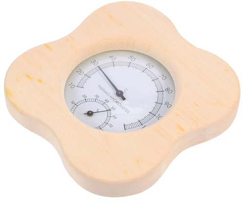 COLLBATH Termoigrometro per Sauna in Legno Massiccio Multifunzione Compatto e Portatile Rilevamento Preciso di umidità e Temperatura per Ambienti Interni e Sauna