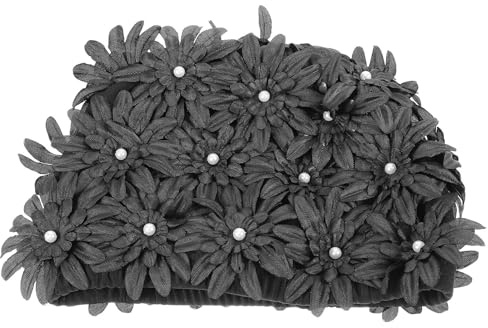 Bonnets de Bain à Fleurs Noirs en Brocade, Élastique, Adulte | Bonnet de Bain pour Femmes aux Cheveux Longs, Bonnets de Bain Natation, Sandales Femme
