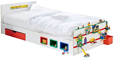 Hello Home Room 2 Build Kids Single Bed with Storage and Display Cubes, White