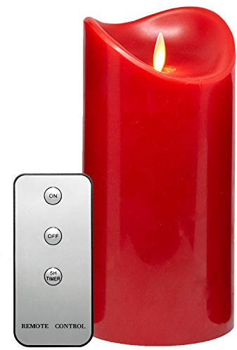 Tronje 19 cm LED-ljus med timer och fjärrkontroll – ljustid 1 000 timmar. Äkta vaxljus med rörlig låga, röd