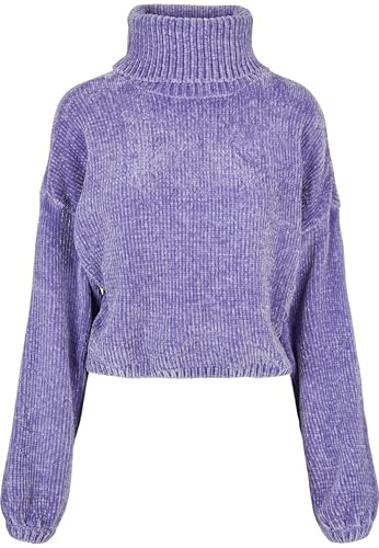 Urban Classics Felpa Corta da Donna in ciniglia con Scollo a Tartaruga Maglia di Tuta, Lavanda, S