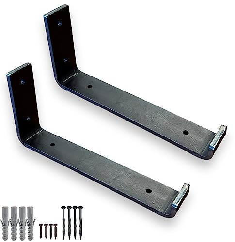 2 x Shelf Brackets Heavy Duty for Scaffold Board Shelving | Rustic Industrial Style | Made from 5mm Steel 225mm by MKGT (2, Raw Steel)